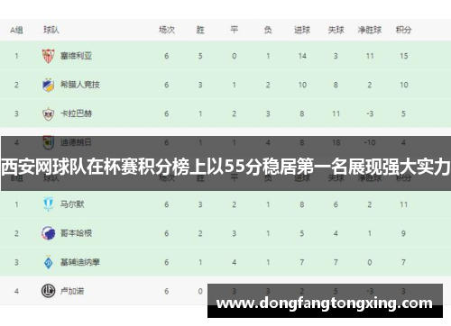 西安网球队在杯赛积分榜上以55分稳居第一名展现强大实力